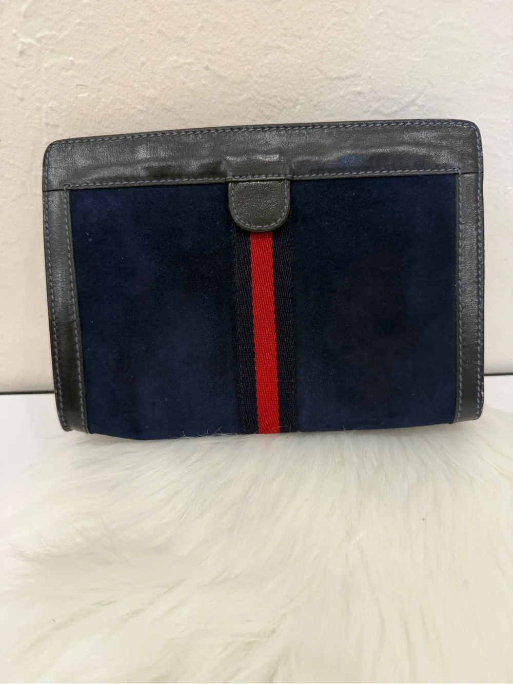 Vintage Gucci Parfum Sherry line Suede Small clutch Bag